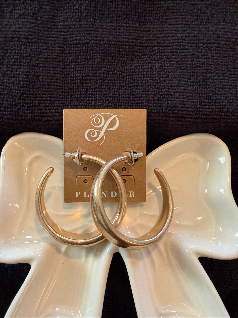 Plunder Brushed Gold Curved Hoop Earrings